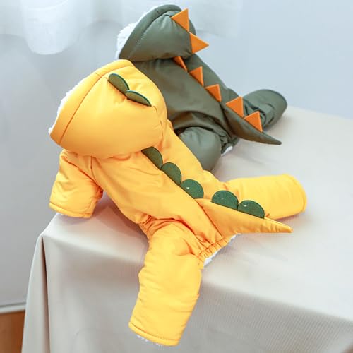 Abrigo para perro con capucha disfraz dinosaurio miniatura 3