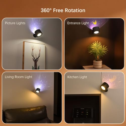 LED Reading Light with Remote Control, 3 Color Temps & Stepless Dimming Night Lights, 360 Magnetic Rotation, USB Rechargeable Projection Lamp with Timer for Bedside Night Reading Kids Room Decor — view 2