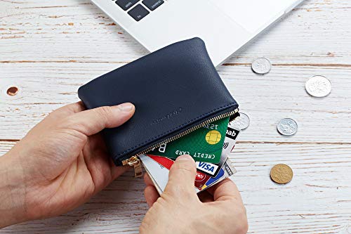 Image of Chelmon Leather Coin Purse Pouch Change Purse with Zipper for Men Women (Blue Navy)