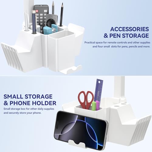 KDD Dual Controller Holder with Headphone Stand - Multi-Functional Desk Storage Box with Phone Holder - Universal Controller Stand with Desktop Organizer for Remote Control Pen Accessories(White) - Image 5