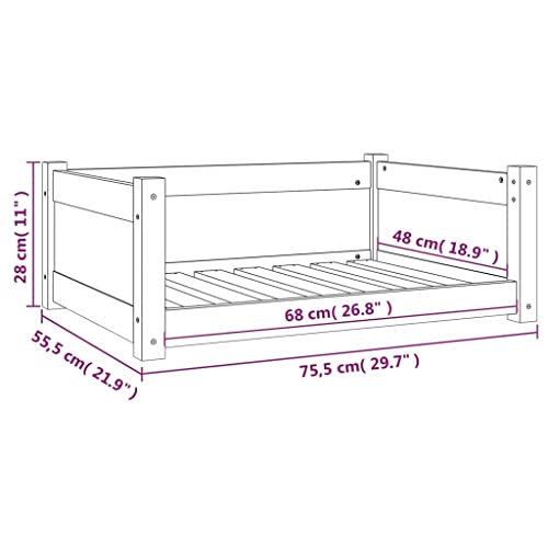 vidaXL Hundebett Weiß 75,5x55,5x28cm Massivholz Kiefer Hundekorb Hundesofa