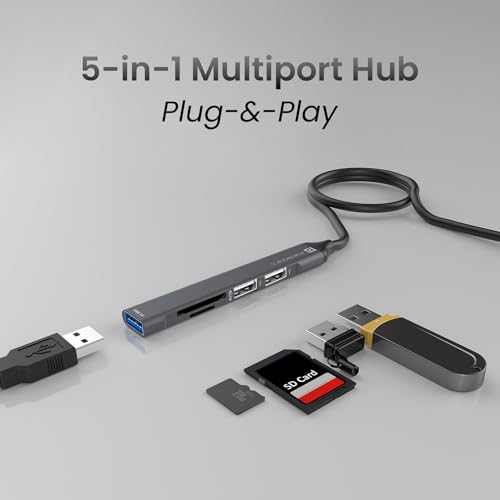 Portronics Mport 31 Plus USB 3.0 Hub (5-in-1) with USB & Type-C Dual Plugs, Upto 5 Gbps High Speed, USB 3.0, 2-Port USB 2.0 & SD/microSD Card Reader for Laptop, PC, Mac, Smartphone, Tablet (Grey) 7