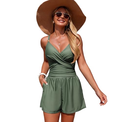 Tankini confortable en nylon extensible avec haut plissé femme
