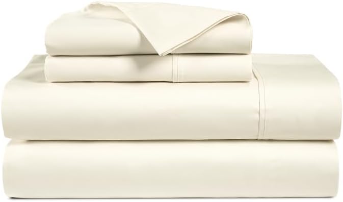 100% Egyptian Cotton King Size Sheets - 1000 Thread Count 4 Piece Bedsheet Set Soft Breathable & Cooling Sheets for King Size Bed - Elasticized 16" Deep Pocket Sheet Set (Ivory)
