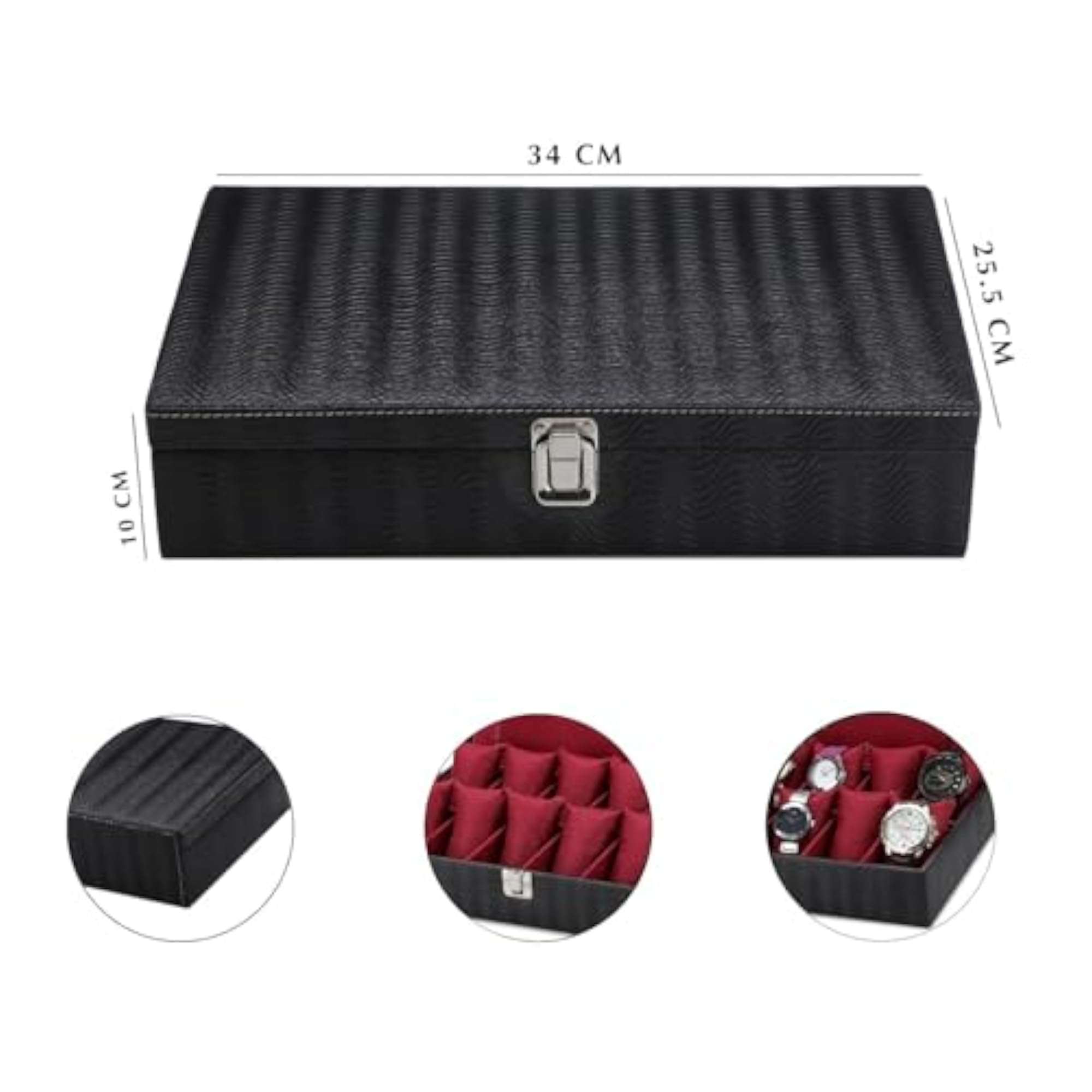 Premium 12-Slot Watch & Jewelry Organizer Box, Unisex