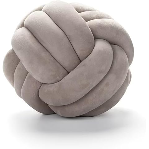 FZETVN Knot Ball Pillows,Soft Round Knotted Pillow,Handmade Plush Throw Pillows Home Decoration Cushion Pillow for Sofa Bed Couch Floor(8.7 Inch,Grey) Cover
