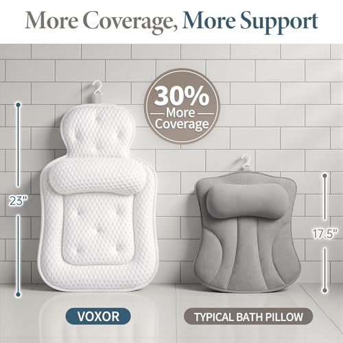 Bath Pillows for Tub, Skin Friendly Bathtub Cushion for Head and Neck with Soft 5D Mesh Fabric and 54 Non-Slip Suction Cups, Relaxing Tub and Shower Accessories Spa Gift White Extra Thick by VOXOR - Image 6