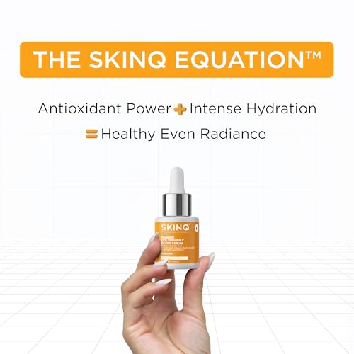 Image of SKINQ 15% Vitamin C Glow Serum with L Ascorbic Acid, Ferulic Acid & Sodium Hyaluronate | Reduces Tan & Brightens Skin | Lightweight, Non-Sticky | For All Skin Types | In-Vivo Tested I Derma Formulated | 15ml