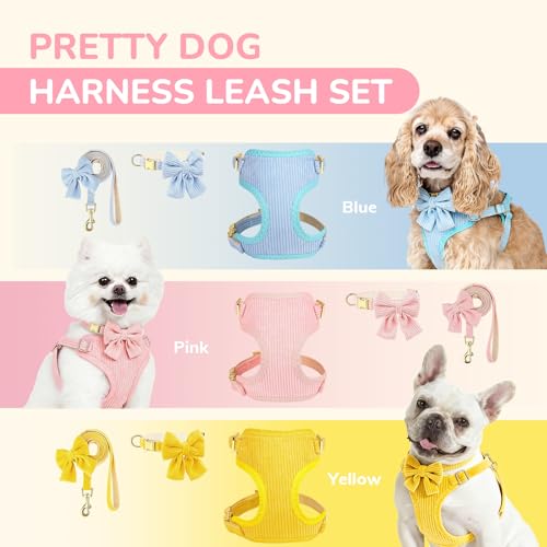 RoseYouth Step-In Cotton Harness & Leash Set with Bowtie (Pink, M) — view 7