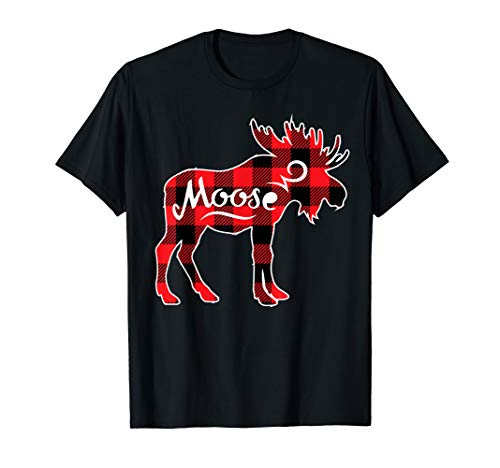 Moose Red Buffalo Plaid Matching Pajama Family Gift T-Shirt