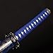 FullTang Blue Iaido Katana 3pc Set Japanese Samurai Sword with Display, Engraved with Pattern On The Scabbard, 1045 Medium Carbon Steel