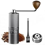 Macinacaffè manuale con 150 gradi di macinazione, macinacaffè a mano in acciaio inox 420, doppio stoccaggio, per Aeropress French Press Espresso 23 g, capacità mano Coffee Grinder grigio argento