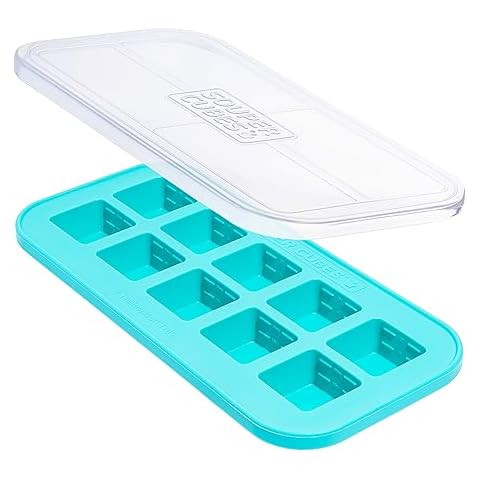 Souper Cubes 2 Tbsp Silicone Freezer Molds With Lids - Silicone Herb Freezer Molds - Silicone Freezer Tray with Lids for Baby Food, Pesto, Tomato Paste and More - Aqua – 1-Pack Cover