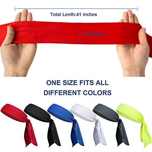 6 Pack Head Tie Sports Headband Tennis & Ninja Bandana, Athletic Sweatband for Men Women - Thumbnail 2