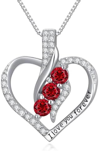 Gift for Women Garnet Necklace Sterling silver Forever Love Heart Infinity penda