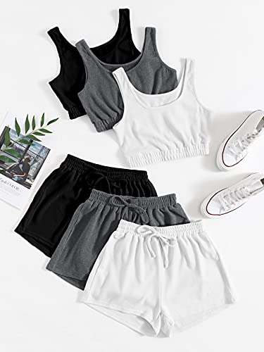 Image of GORGLITTER Women's 6 Pieces Going Out Outfits Cute Crop Tank Top and Shorts Sets Summer Vacation Beach Cruise Clothes