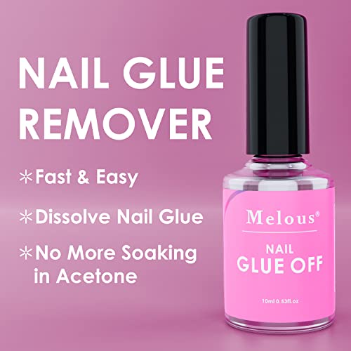 Melous Nail Glue Debonder Glue Off Nail Glue Remover With Cuticle Pusher For Acrylic False Nails Fake Nail Adhesives Remover Nail Tips Remover 10Ml #TOP4