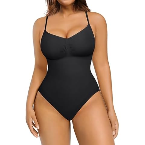 FeelinGirl Seamless Body Shaper Tummy Control Shapewear Bodysuit for Women Waist Shaper Black XS-S Cover