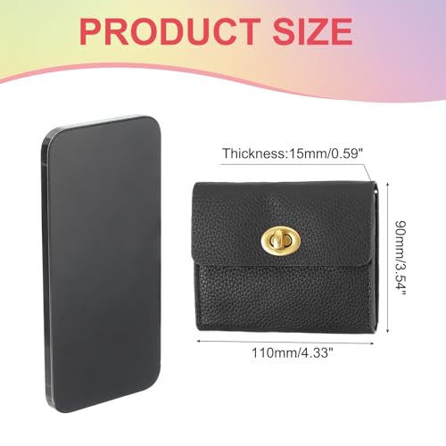 PATIKIL Small Leather Wallets for Women with Metal Buckle, Stylish Card Holder Wallet Card Case Coin Purse for Cash Business Men and Women, Black2