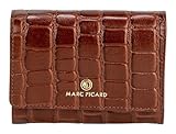 Marc Picard Cuir Porte Monnaie Croco Wallet with Flap Cognac Brun