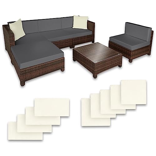 tectake Gartenmöbel Set, Lounge aus Poly Rattan und Aluminium, Balkon...
