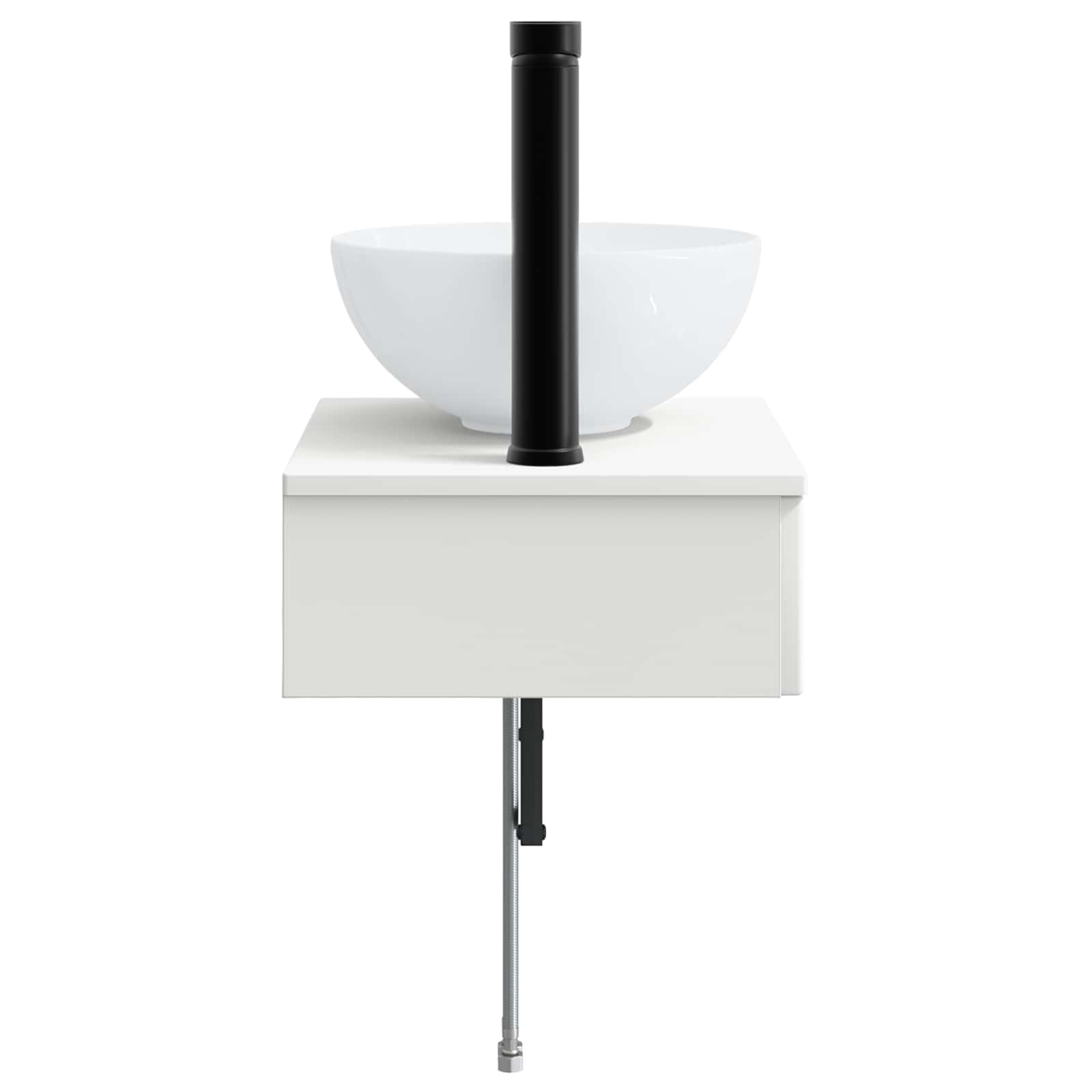 Lavabo de pared de color blanco brillante, 40 x 35 x 39 cm, moderno inodoro de invitados de madera, para ahorrar espacio, para baño pequeño, incluye accesorios