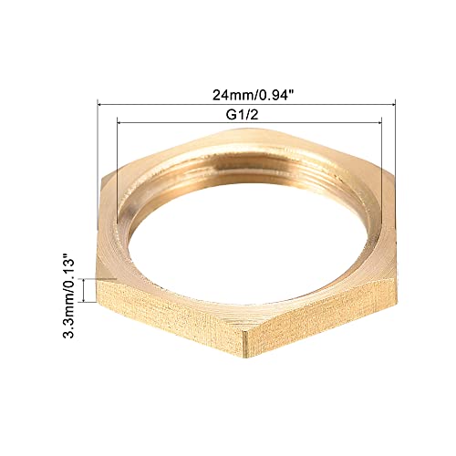 sourcing map 4Stk. G1/2 Sicherungsmutter Messing Innensechskantmutter für Sanitärinstallation
