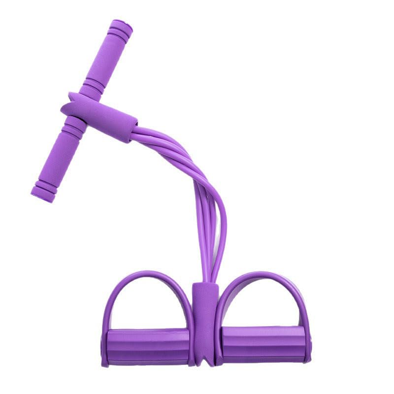 Tension Rope 4 Tube Puller Pedal Ankle Abdominal Exerciser Fitness UK (Purple)