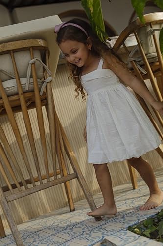 White Bubble Dress – Short Sleeve Cotton Dress for Toddler & Little Girls, Sizes 12M to 5Y3