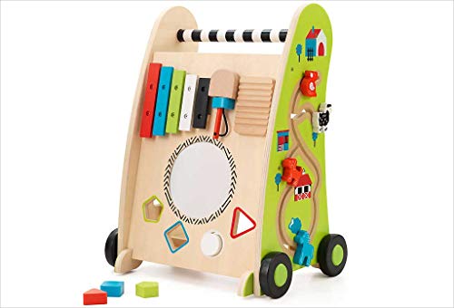 KidKraft 63246 Push Along Lauflernwagen aus Holz mit Formen zum Sortieren - Holz-Spielzeug Puzzle für Babys, Kleinkinder und Kinder