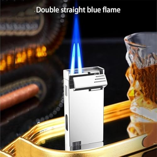 Encendedor a Butano Doble Llama Cortavientos Dorado miniatura 2