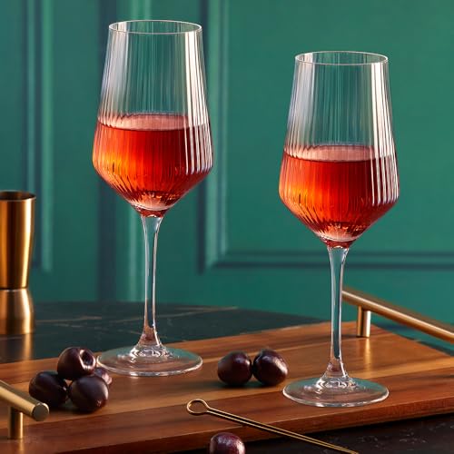 Image of Borosil 400ml x 2pc Diamond Wine Glass Set | Wine Glasses for Red & White Wine, Cocktails & Mocktails | Elegant Glassware for Home, Parties & Gifting