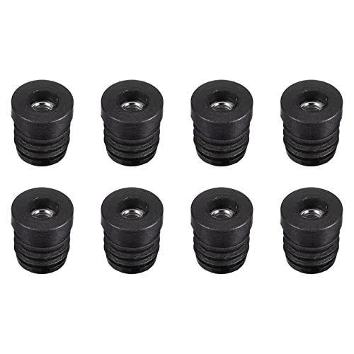 Image of uxcell 8Pcs Inserts for Round Tubes with M6 Thread, for 19mm /0.75 inch OD Round Tube, Round Black Plastic Plug Caster Insert Chair End Caps Furniture Leg Plug