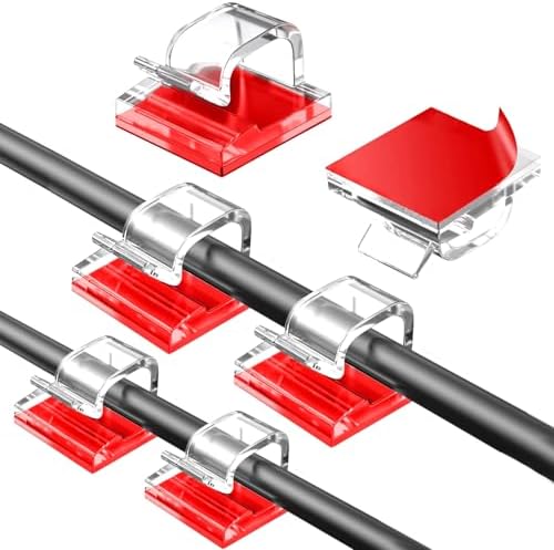 Hoiny selbstklebende Kabel-Management-Clips, 60 Stück Kabel-Clips, Draht-Clips, Kunststoff-Kabel-Organizer, Klebrige Draht-Clips, Drahtkabelhalter, 4 Größen, Schwarz