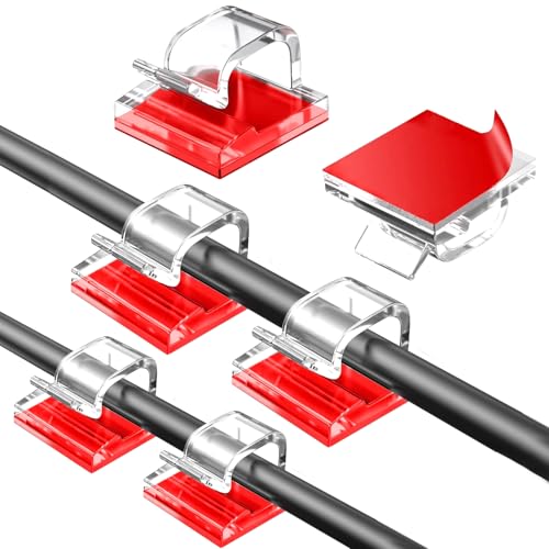 KEEHOM 100PCS Clips Câbles, Cable Adhesif Rangement de Câble(petits & grands), Attache Cable adhesif Rangement de Accroche Cable Fixation Auto Collant, cavalier cable electrique