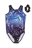 DESTIRA Stargazer Gymnastics Leotard for Girls, Night Blue Hologram Fabric Athletic Wear, Adult...