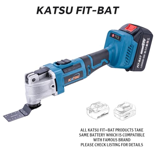 KATSU FIT-BAT 21V Akku-Multifunktionswerkzeug Brushless bürstenloser Motor mit 3,0Ah Akku und Ladegerät, 6 Geschwindigkeiten, Schnellwechselsystem, zum Schleifen, Schaben