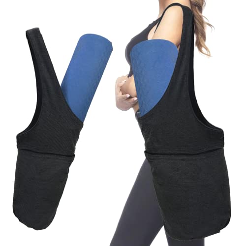 Samadhaan Yoga Mat Bag | With Large Size Pocket | Tote Sling Carrier | Yoga Mat Storage Bag | Exercise Mat Carrier | Stylish and Portable | For Men and Women | Black