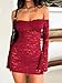 Womens Sexy Off Shoulder Lace Dresses Long Sleeve See Through Bodycon Mini Dress Y2K Dress Birthday Date Night Outfit Burgundy