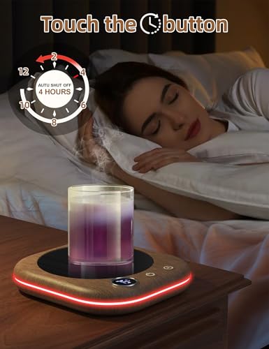 MQFORU Tassenwärmer,Kaffeewärmer für den Schreibtisch mit 3 Temperatureinstellungen,LCD Anzeige, 1-12H Automatische Abschaltung, Intelligenter Kerzenwärmer,Ideale Kaffeegeschenke Zubehör