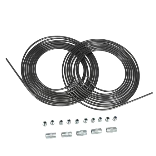 GEARMONSTER 2x 5m Bremsleitung Ø 4,75mm Stahl im Set + 10 Verschraubungen + 5 Verbinder M10 x 1 DIN 74 234 konform verkupfertes Stahl-Bremsrohr im Sortiment für Bördel F fuer Auto PKW Motorrad