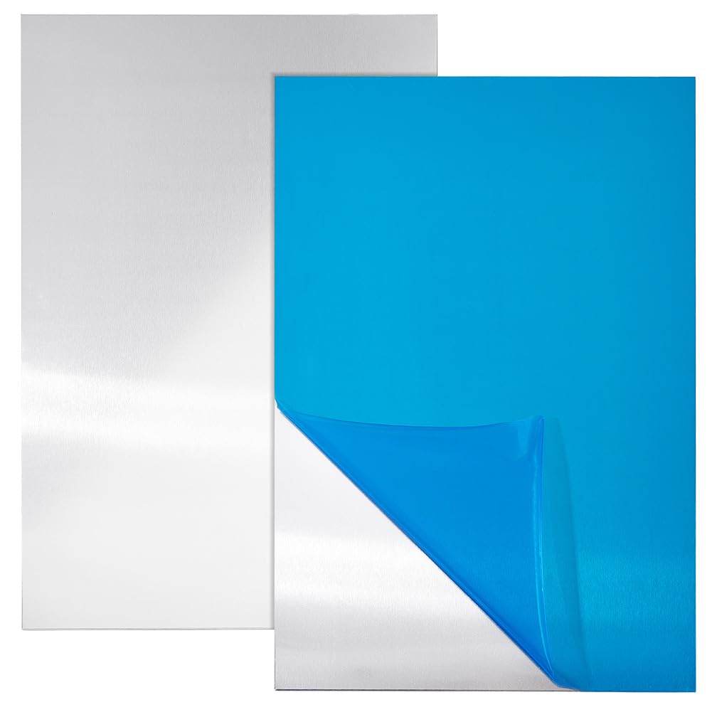 BENECREAT 2 Pezzi Lamiera d'Alluminio 20x30 cm, Piastra Rettangolare Robusta con Pellicola Protettiva per Decorazione, Imballaggio e Costruzione, Spessore 1,5 mm