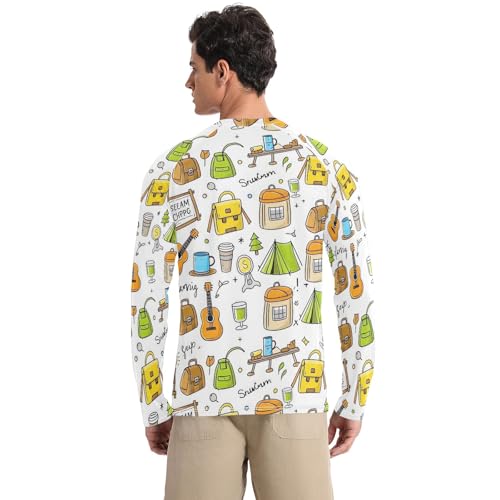 Bolaz Mens UV Protection Shirts Rash Guard Long Sleeve UPF 50+ Anime Cartoon Tools Quick Dry S2