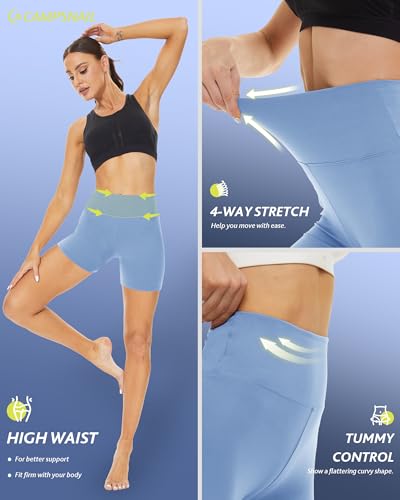 CAMPSNAIL Workout Biker Shorts Women - 3"/5"/8" High Waisted Tummy Control Spandex Booty Volleyball Shorts for Yoga Dance