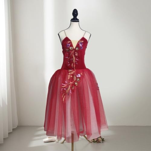 Robe longue de ballet broderie florale costume de danse classique spectacle - 3