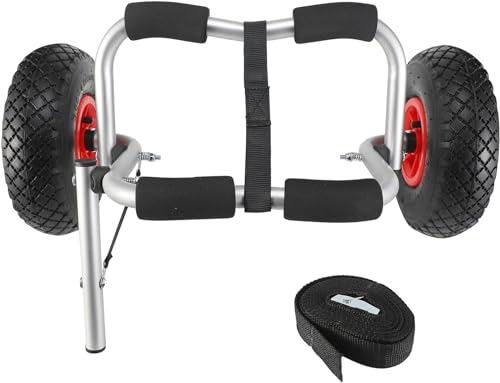 Chariot de kayak pliable porte-bateau à roues amovibles charge 80 kg