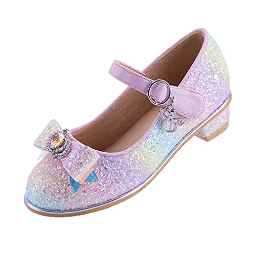 EIGHT KM Filles Chaussures Habillées À Talons Hauts Mary Jane Princesse Chaussures De Pompe De Fête De Mariage EKM7018 Étincelle Paillettes Arc Aphrodite Arc-en-Ciel Taille 30 Cover