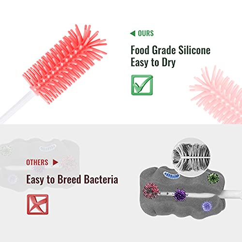 Silicone Bottle Brush Straw Cleaner With Transparent Hooks, Long Water Bottle Brush For Cups Hydro Flasks Wine Glasses Dishes #TOP5