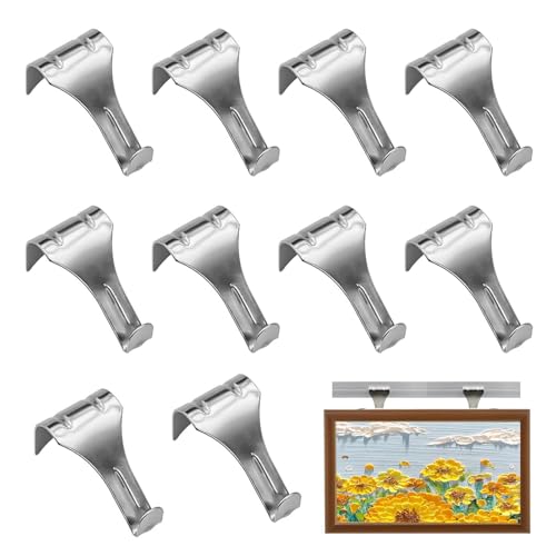 10PCS Picture Rail Hooks Anti-Ru-st Metal Picture Hangers Heavy Duty Pictures Molding Hangers Hook for Picture Frames Art Exhibition Billboards Keys Holder