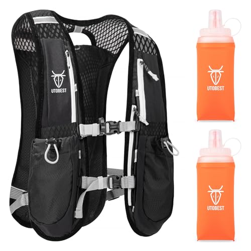 UTOBEST Laufrucksack 5L, Laufweste für Herren und Damen, Ultraleicht Reflektierend Trinkrucksack für Laufen, Marathon, Jogging, Radfahren